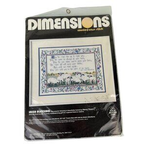 Vintage Dimensions Counted Cross Stitch Kit Irish Blessing 1988 #3647 Lambs